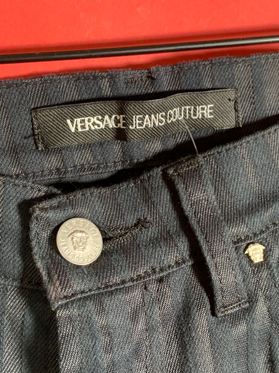 Vintage Versace Jeans Couture Black Pin Stripe Pa… - image 2