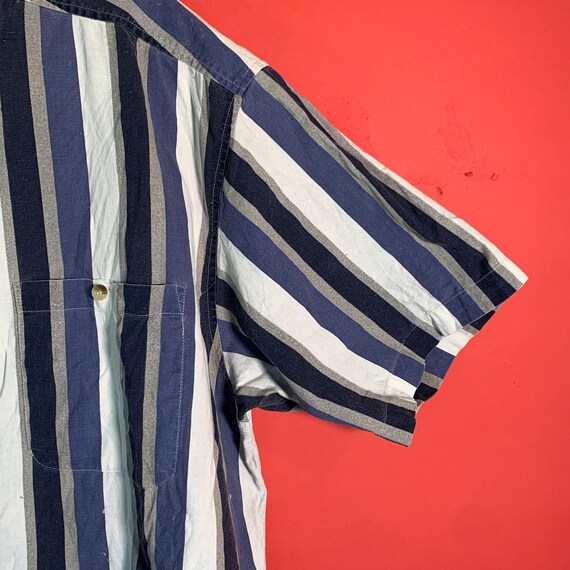 90's Faded Glory Men's Striped Button Down Navy W… - image 3