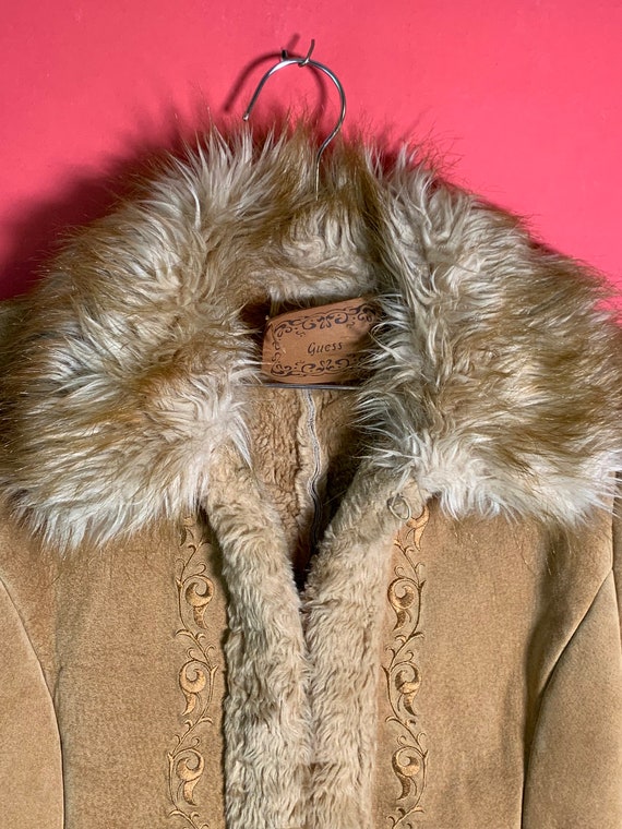 Y2K GUESS Penny Lane Leather Jacket Faux Fur Coat… - image 5
