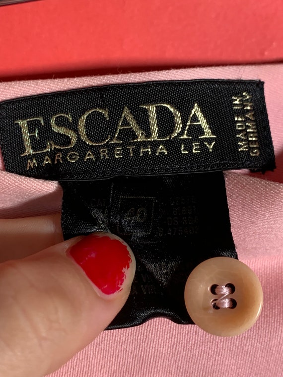 Vintage 1980's Escada Baby Pink Wool Mini Skirt, … - image 4