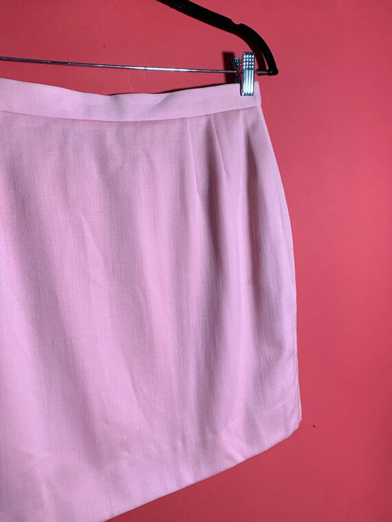 Vintage 1980's Escada Baby Pink Wool Mini Skirt, … - image 3