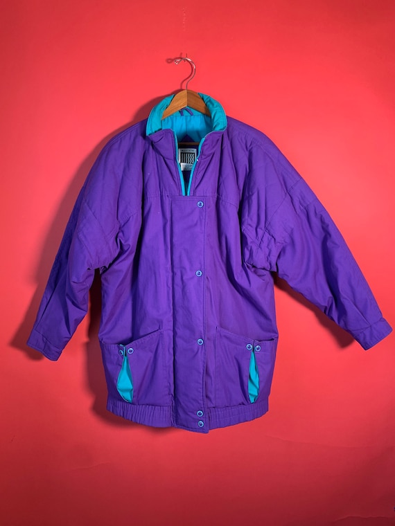 Vintage 80’s Purple and Blue Ski Jacket Suit Suit… - image 1