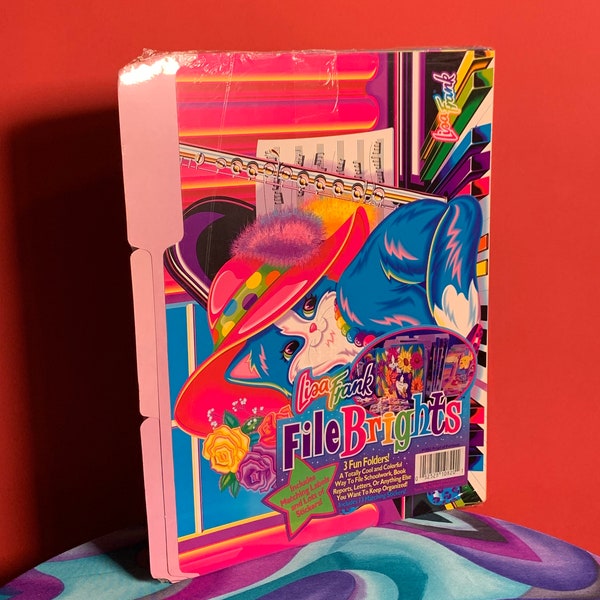 VTG 1990’s Y2K Lisa Frank File Brights Ordner mit passenden Etiketten und Aufklebern NEUES versiegeltes Kätzchen