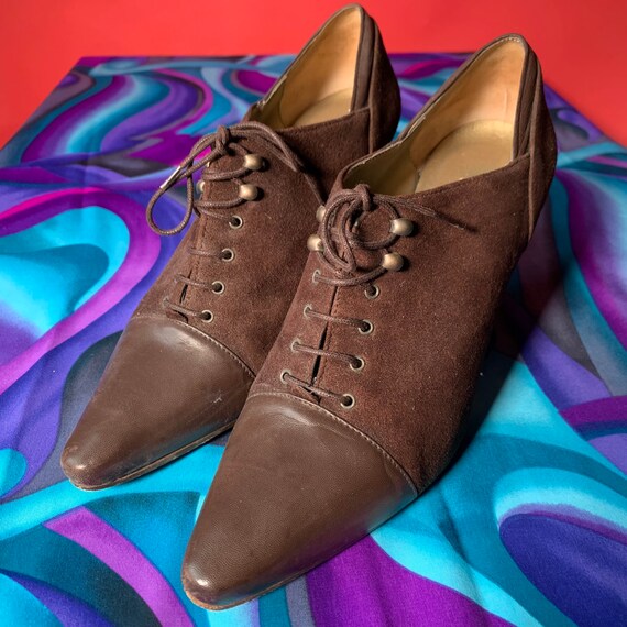 1970’s Larry Stuart Brown leather/ suede Oxfords - image 4