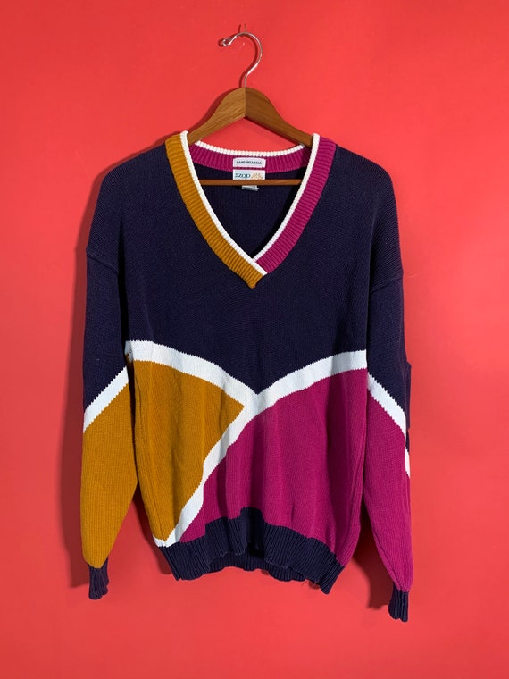 Vintage IZOD Club Knit Geometric Sweater Pullover 