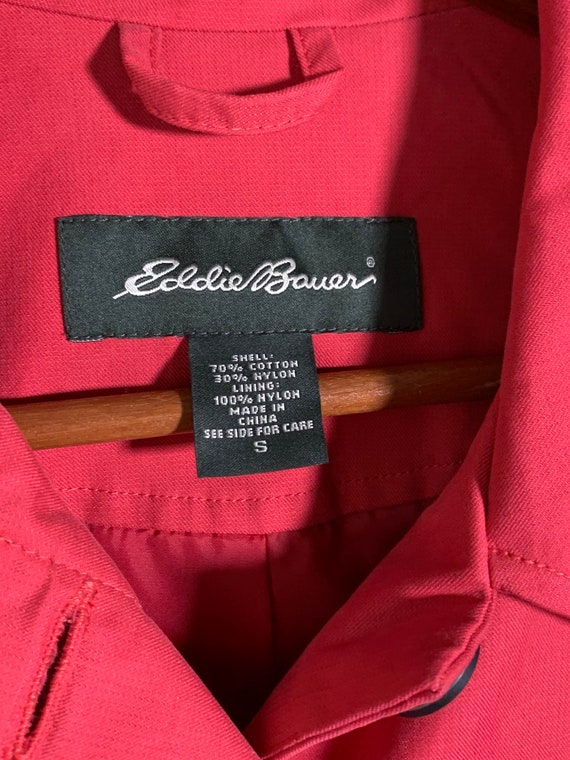 Eddie Bauer Red Cotton Jacket Trench Coat Size S - image 3