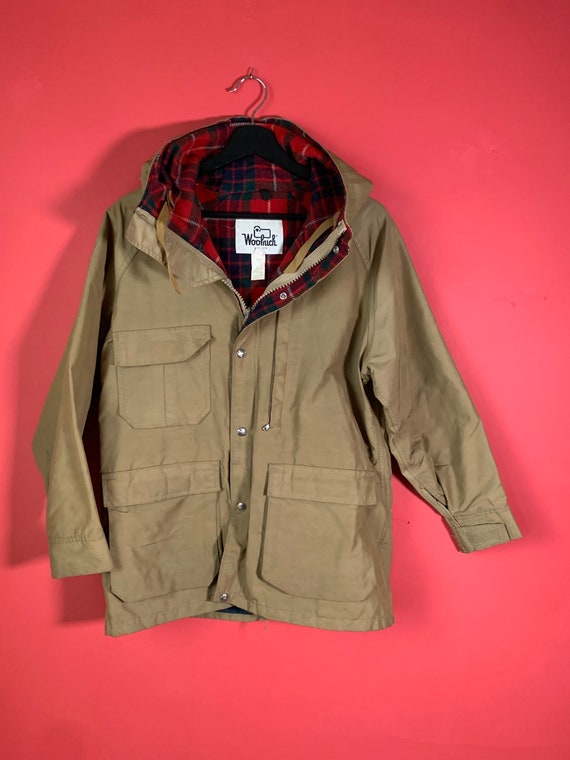 Vintage 1960s Woolrich Tan and Red Plaid Jacket Si