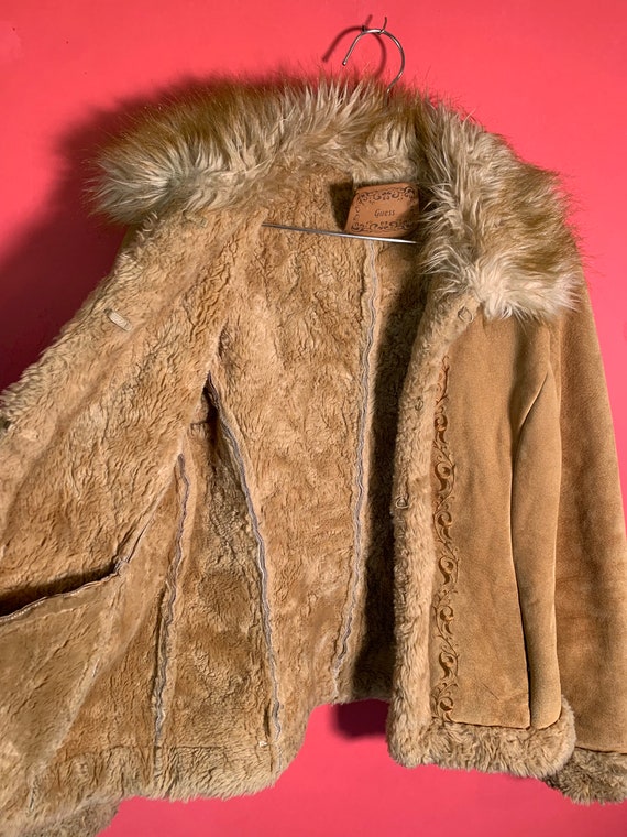 Y2K GUESS Penny Lane Leather Jacket Faux Fur Coat… - image 6
