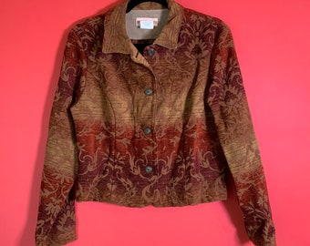 Vintage Gotcha Covered Paisley Carpet Corduroy Jacket Blazer Fall Pattern size Medium