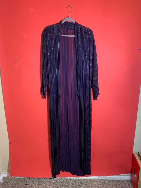 Vintage 1970’s Navy Blue Sparkly NYE Robe, Duster - image 5
