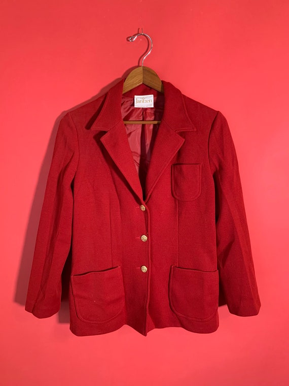 Vintage 1960’s Jantzen Red Blazer with Gold Butto… - image 1