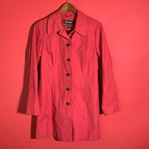 Eddie Bauer Red Cotton Jacket Trench Coat Size S