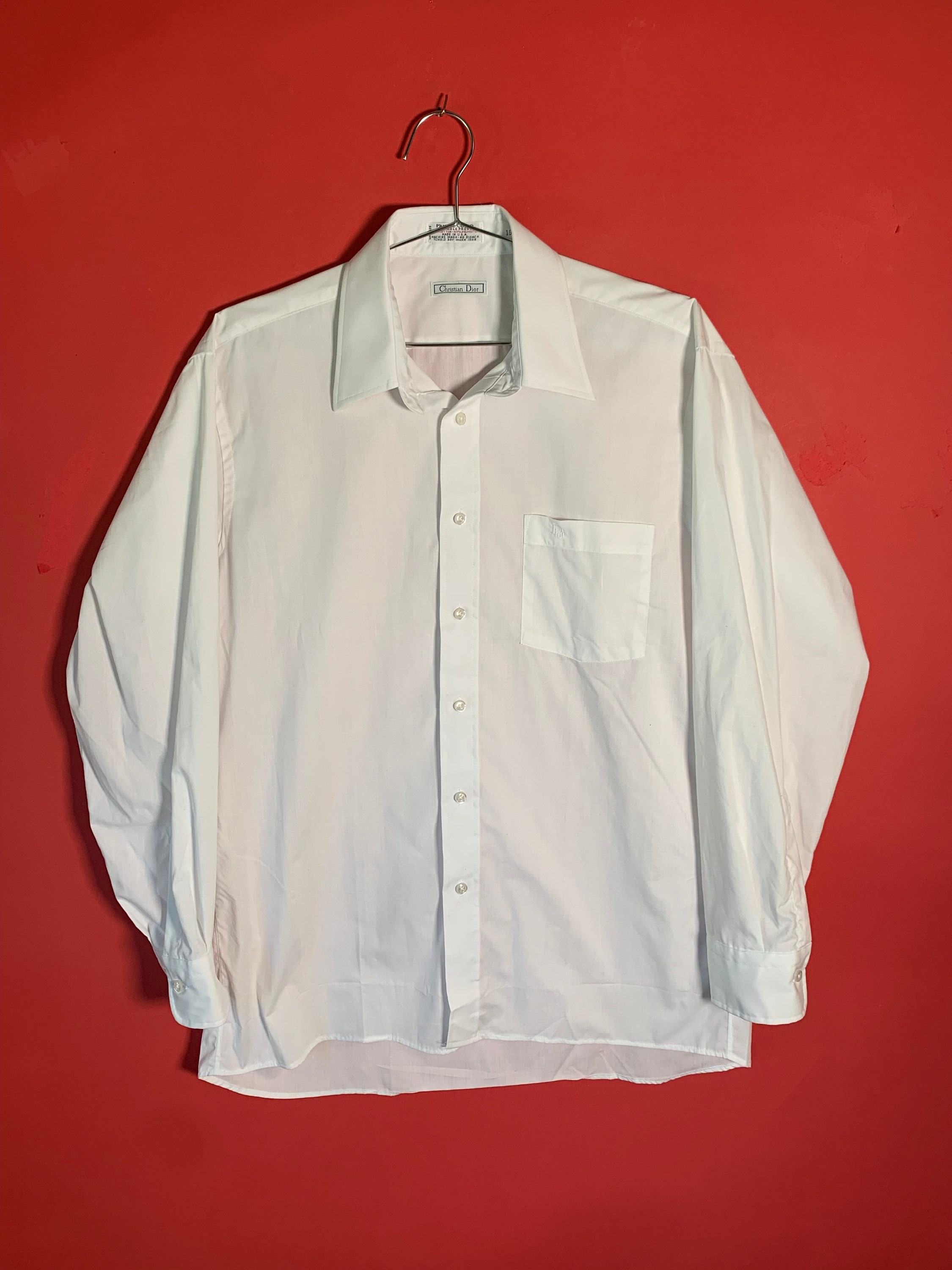 VTG Mens Christian Dior White Button Down Dress Shirt