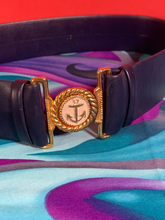 Vintage 1970's Blue Navy Blue Anchor Sailor Style… - image 2