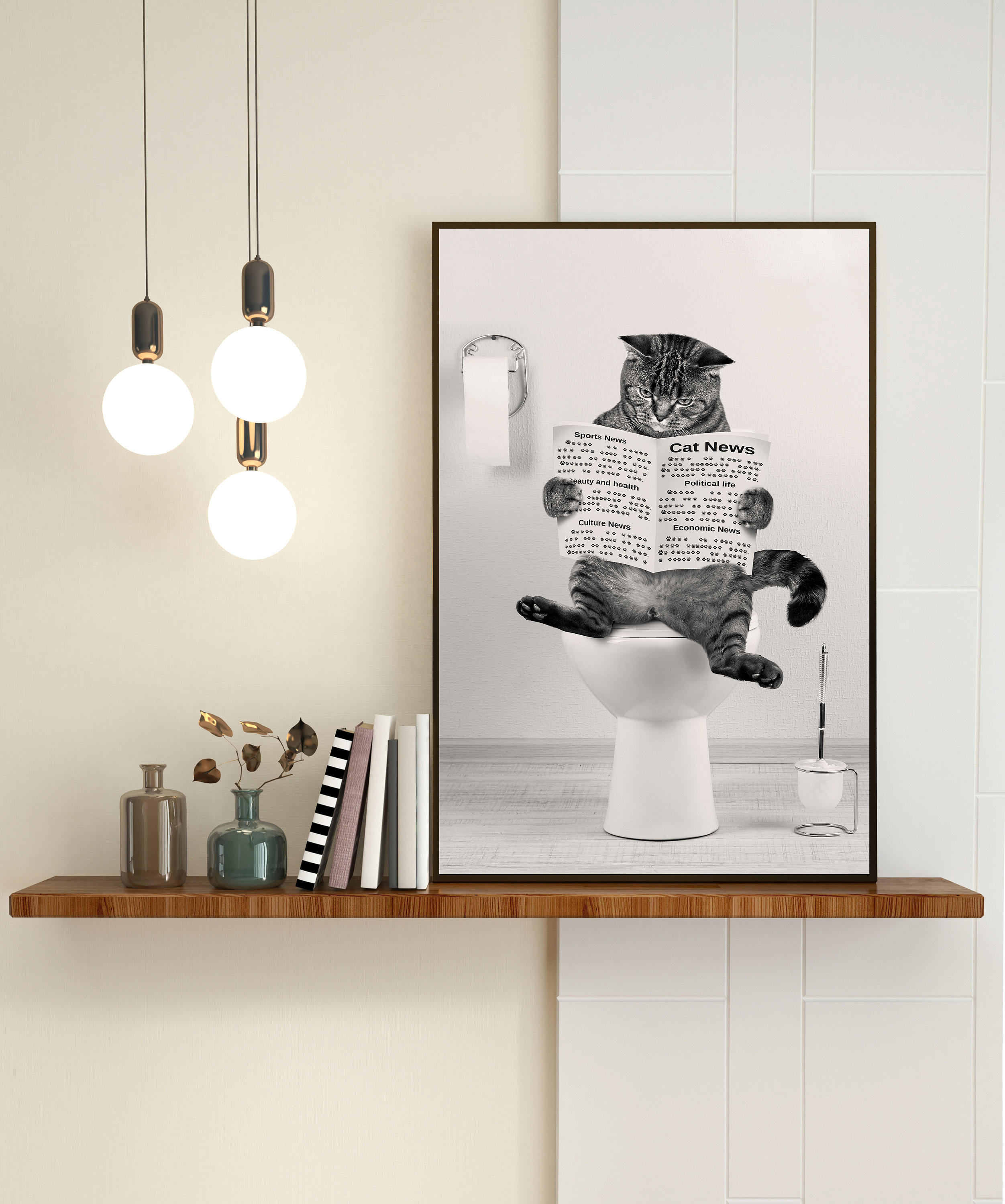 Funny Cat Reading Newspaper Wall Art Poster, Custom Cat, Funny Bathroom  Poster sold by Eric Arnold, SKU 25088754