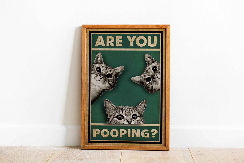 Funny Black Cat Bathroom Wall Art - "are You Pooping