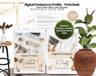 Digital Product to Profits and Digital Product Workbook with MRR PLR