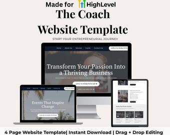 Coach Website Template | 4 Page Coaching Website | GHL Website Template | Life Coach Website | Business Coach Website