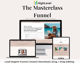 Masterclass Funnel|GoHighLevel Lead Magnet Funnel Template | GHL Opt-In Funnel | Email List Builder | Freebie Funnel | Coach Funnel