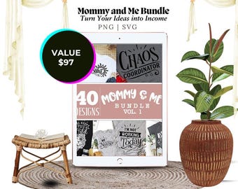 40 Mommy & Me Shirt Designs Bundle | Mom and Daughter SVG PNG Graphics | Matching Family T-Shirt Designs | Commercial Use