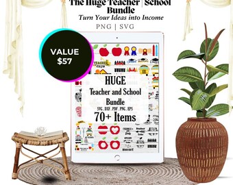70 Teacher  school svg Bundle | Back to School SVG | Teacher Shirt Designs | 100 Days of School | Kindergarten SVG | School PNG