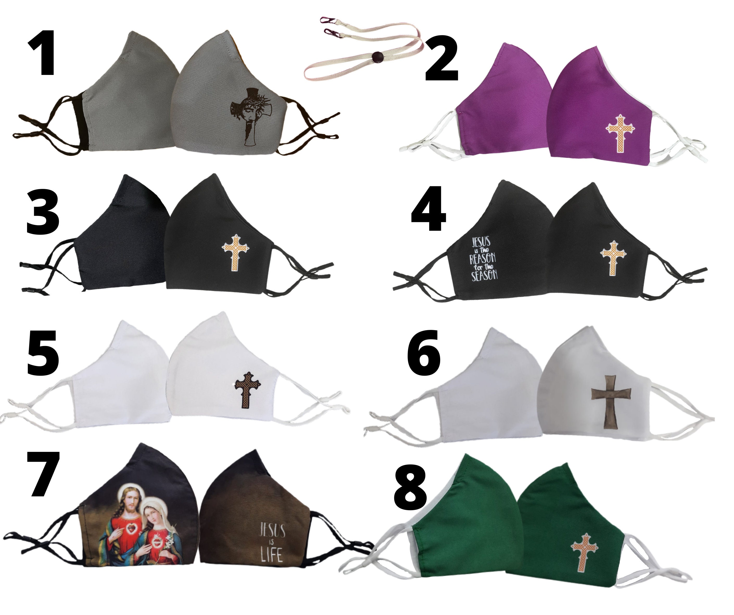 Religious Catholic Christian Face Mask With Nose Wire Religion Etsy