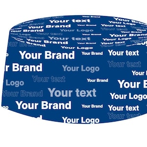 May include: A blue, rounded object with the words "Your Brand", "Your Logo", and "Your text" in white. The object is on a white background. The words are repeated across the surface.