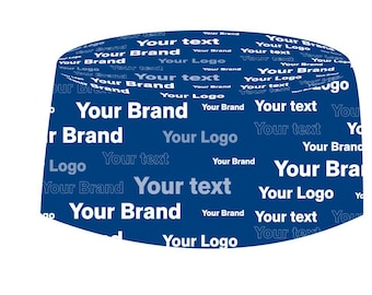 May include: A blue, rounded object with the words "Your Brand", "Your Logo", and "Your text" in white. The object is on a white background. The words are repeated across the surface.