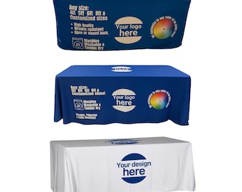 Full Color Trade Show Polyester Custom Tablecloth for event, craft fair, Tablecloth for exhibition, personalized tablecloth