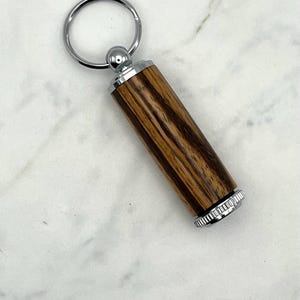 Keychain Pill Holder, TigerWood,  Medication Bottle, Birthday Gift for Dad or Mom
