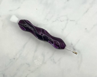 MINI Diamond Art Pen, Acrylic Diamond Painting Pen, Dark Purple & White, Wax Pen for Crystal Rhinestone Crafting Art, Gift for Crafters