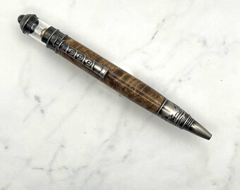 Lighthouse Pen | Twist-Style Pen | LED Lights | Hand-turned Black Ash Burl Light-up Pen | Gift for Fishermen, Fathers, Mothers