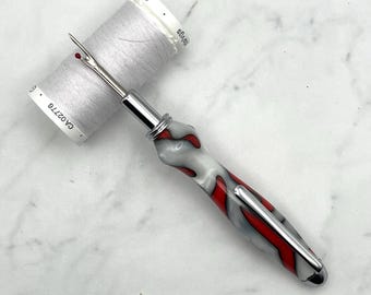 Red, White & Black Single Blade Seam Ripper, Needle Threader, Stiletto/Awl | Gift for Sewers, Quilters, Embroiderers, Mother's Day