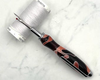 Pink & Brown Single Blade Seam Ripper, Needle Threader, Stiletto/Awl | Gift for Sewers, Quilters, Embroiderers, Mother's Day