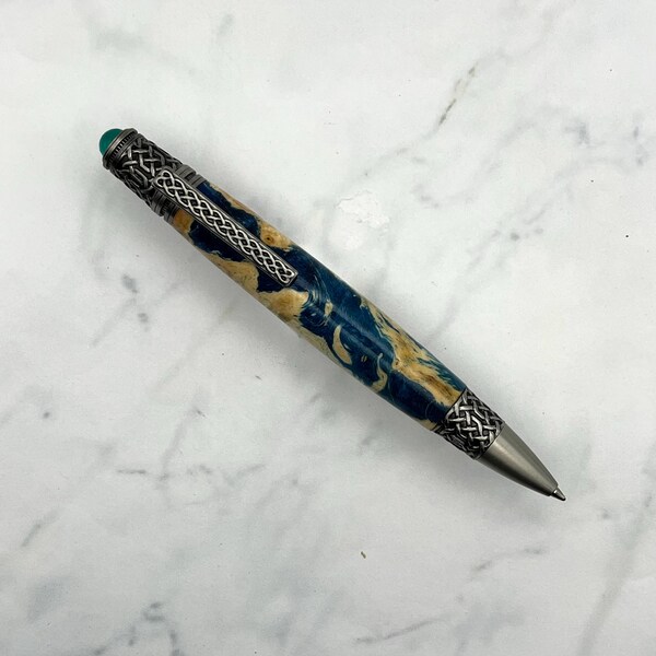 Handmade Box Elder Burl Wooden Celtic Twist Pen | Parker-style Refillable Pens | Gifts for Teachers, Students, Graduates, Father's Day