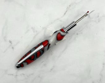 Red/White/Black Single Blade Seam Ripper, Needle Threader, Stiletto/Awl | Gift for Sewers, Quilters, Embroiderers, Mother's Day