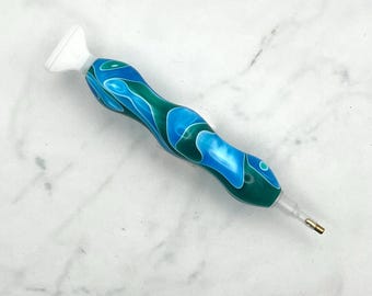 MINI Diamond Art Pen | Acrylic Diamond Painting Pen | Green & Blue | Wax Pen for Crystal Rhinestone Crafting Art | Gift for Crafters