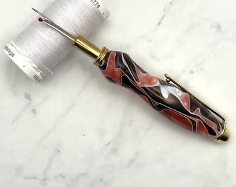 Pink & Brown Single Blade Seam Ripper, Needle Threader, Stiletto/Awl | Gift for Sewers, Quilters, Embroiderers, Mother's Day