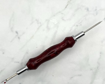 Handmade Double Blade Seam Ripper, Needle Threaders, Stiletto/Awl | Dark Red Pebble|Gift for Sewers and Quilters, Christmas, Birthday
