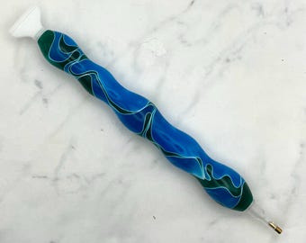 Blue & Green Wave Acrylic Diamond Painting Drill Pen Tool | Wax Pen for Crystal Rhinestone Crafting Art | Gift for Crafters | Mothers' Day