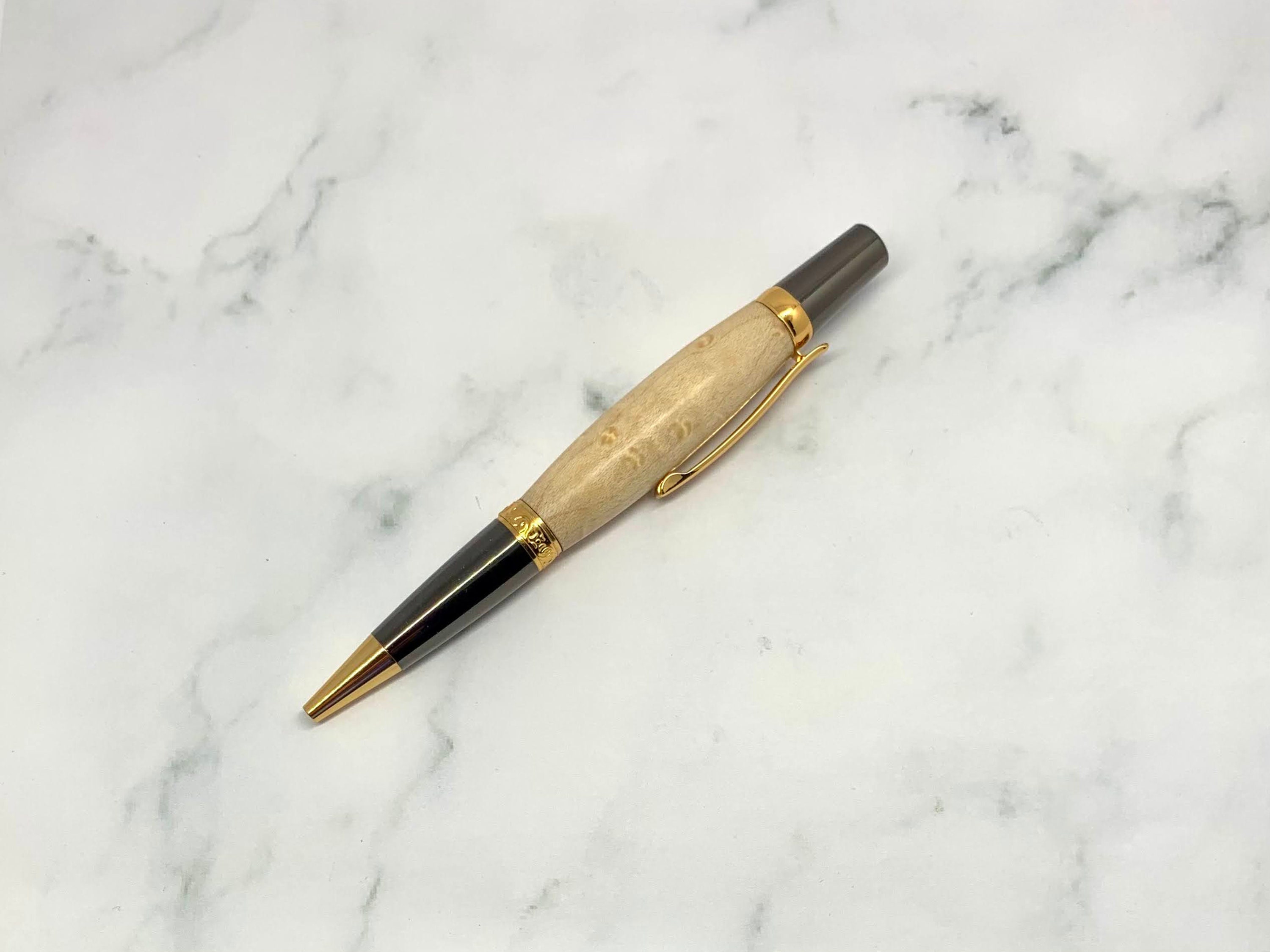 Curly Maple Burl Ballpoint Pens - Laced with Birdseye - MakingShavingz