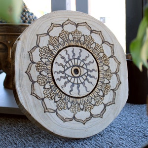 Pyrography mandala piece