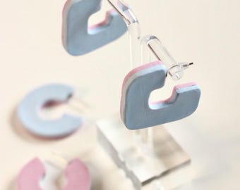 Pastel Hoop Earrings: Minimalist Polymer Clay, Colorful Lightweight Trendy Jewelry