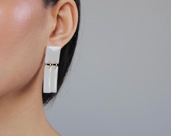 Pendientes colgantes modernos de arcilla polimérica, pendientes minimalistas y ligeros, joyería neutra hecha a mano, regalo llamativo para el día a día.