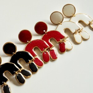 Statement Polymer Clay Earrings: Lightweight Modern Dangle, Hypoallergenic Jewelry for Sensitive Skin