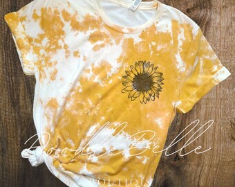 Bleached Sunflower Shirt Printed on front and back Fearless Shirt Acid Wash Shirt