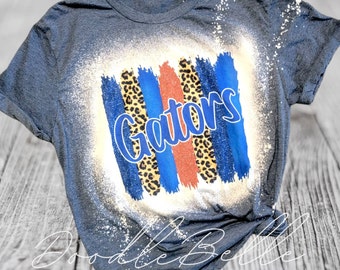 Gators Bleached Shirt - Gators Team Shirt, School Spirit Shirt, Gators Brushstrokes, Plus Size Options, Multiple Colors Available