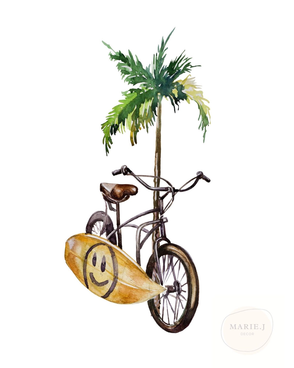 Bike By Palm Tree Art Print 8x10 Etsy