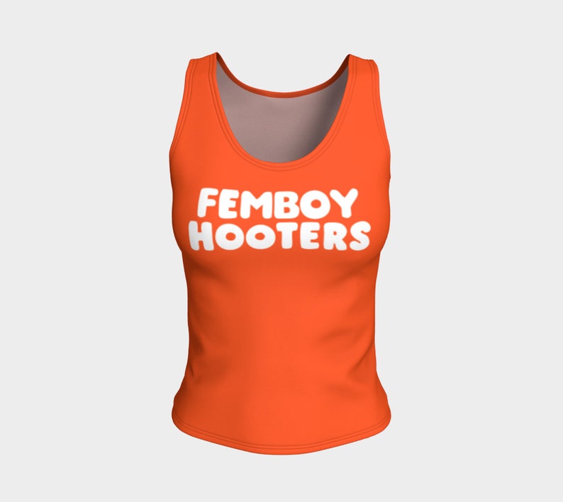 Femboy Hooters Uniform - Orange Fitted Tank Top 