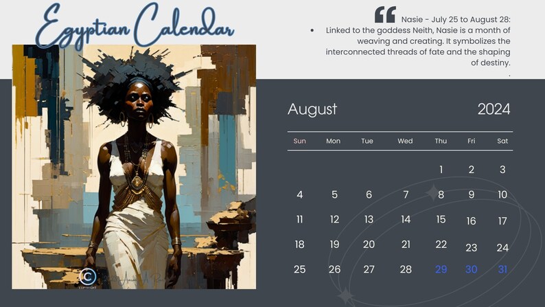 2024 Egyptian Calendar digital Download - Etsy